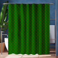 Mini Red Dots On Christmas Green Shower Curtain 60  X 72  (medium)  by PodArtist