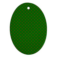 Mini Red Dots On Christmas Green Ornament (oval) by PodArtist