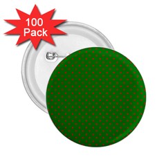 Mini Red Dots On Christmas Green 2 25  Buttons (100 Pack)  by PodArtist