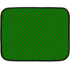 Mini Red Dots On Christmas Green Double Sided Fleece Blanket (mini)  by PodArtist