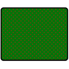 Mini Red Dots On Christmas Green Fleece Blanket (medium)  by PodArtist