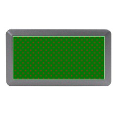 Mini Red Dots On Christmas Green Memory Card Reader (mini) by PodArtist