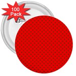 Small Christmas Green Polka dots on Red 3  Buttons (100 pack)  Front