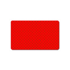 Small Christmas Green Polka Dots On Red Magnet (name Card) by PodArtist