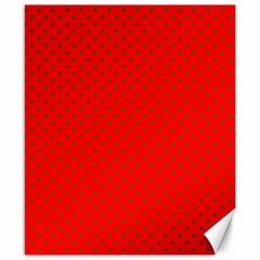 Small Christmas Green Polka Dots On Red Canvas 8  X 10  by PodArtist