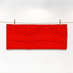 Small Christmas Green Polka Dots On Red Cosmetic Storage Cases by PodArtist