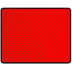 Small Christmas Green Polka Dots On Red Double Sided Fleece Blanket (medium)  by PodArtist