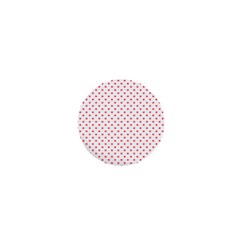 Small Christmas Red Polka Dot Hearts On Snow White 1  Mini Buttons by PodArtist