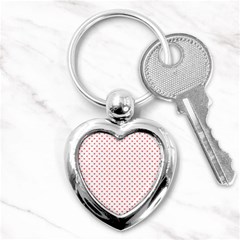 Small Christmas Red Polka Dot Hearts On Snow White Key Chains (heart)  by PodArtist