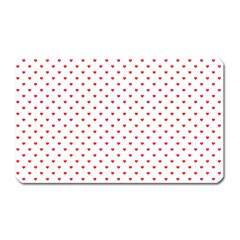 Small Christmas Red Polka Dot Hearts On Snow White Magnet (rectangular) by PodArtist