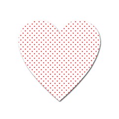 Small Christmas Red Polka Dot Hearts On Snow White Heart Magnet by PodArtist