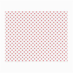 Small Christmas Red Polka Dot Hearts On Snow White Small Glasses Cloth by PodArtist