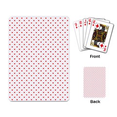 Small Christmas Red Polka Dot Hearts On Snow White Playing Card by PodArtist