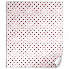 Small Christmas Red Polka Dot Hearts On Snow White Canvas 8  X 10  by PodArtist