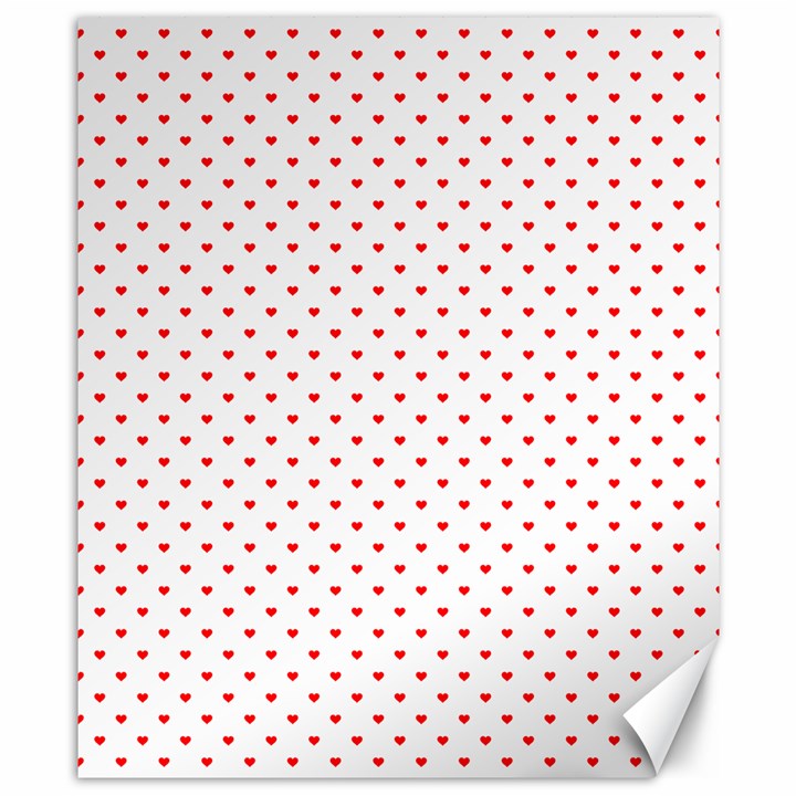 Small Christmas Red Polka Dot Hearts On Snow White Canvas 8  x 10 