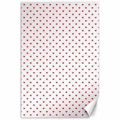 Small Christmas Red Polka Dot Hearts On Snow White Canvas 24  X 36  by PodArtist