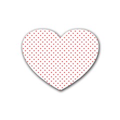 Small Christmas Red Polka Dot Hearts On Snow White Rubber Coaster (heart)  by PodArtist