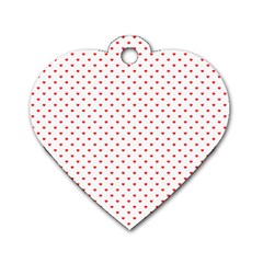 Small Christmas Red Polka Dot Hearts On Snow White Dog Tag Heart (one Side) by PodArtist