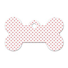 Small Christmas Red Polka Dot Hearts On Snow White Dog Tag Bone (one Side) by PodArtist