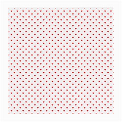 Small Christmas Red Polka Dot Hearts On Snow White Medium Glasses Cloth by PodArtist