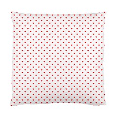 Small Christmas Red Polka Dot Hearts On Snow White Standard Cushion Case (one Side) by PodArtist