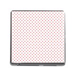 Small Christmas Red Polka Dot Hearts On Snow White Memory Card Reader (Square) Front