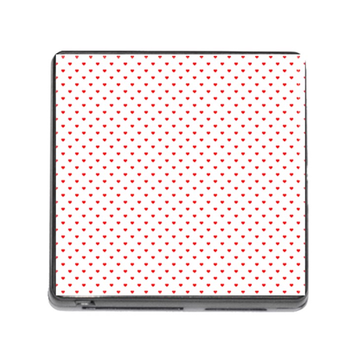 Small Christmas Red Polka Dot Hearts On Snow White Memory Card Reader (Square)