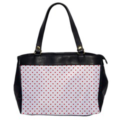 Small Christmas Red Polka Dot Hearts On Snow White Office Handbags by PodArtist