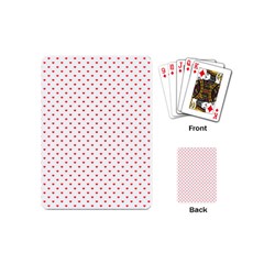 Small Christmas Red Polka Dot Hearts On Snow White Playing Cards (mini)  by PodArtist