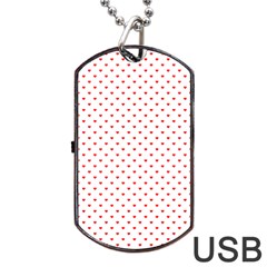 Small Christmas Red Polka Dot Hearts On Snow White Dog Tag Usb Flash (two Sides) by PodArtist