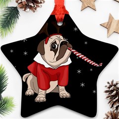 Pug Xmas Ornament (star) by Valentinaart