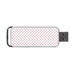 Small Christmas Red Polka Dot Hearts On Snow White Portable Usb Flash (one Side) by PodArtist