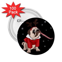 Pug Xmas 2 25  Buttons (100 Pack)  by Valentinaart