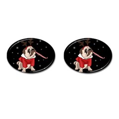 Pug Xmas Cufflinks (oval) by Valentinaart