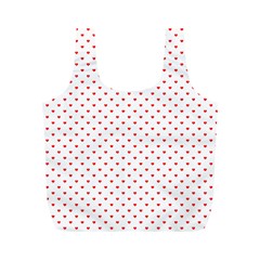 Small Christmas Red Polka Dot Hearts On Snow White Full Print Recycle Bags (m)  by PodArtist