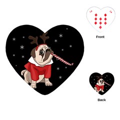 Pug Xmas Playing Cards (heart)  by Valentinaart