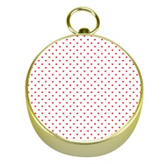 Small Christmas Red Polka Dot Hearts On Snow White Gold Compasses