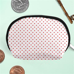 Small Christmas Red Polka Dot Hearts On Snow White Accessory Pouches (medium)  by PodArtist