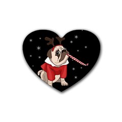 Pug Xmas Heart Coaster (4 Pack)  by Valentinaart