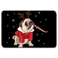 Pug Xmas Large Doormat  by Valentinaart