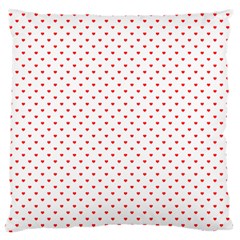 Small Christmas Red Polka Dot Hearts On Snow White Large Flano Cushion Case (two Sides) by PodArtist