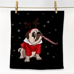 Pug Xmas Face Towel by Valentinaart