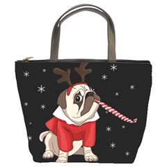 Pug Xmas Bucket Bags by Valentinaart