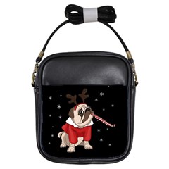 Pug Xmas Girls Sling Bags by Valentinaart