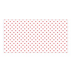 Small Christmas Red Polka Dot Hearts On Snow White Satin Shawl by PodArtist