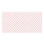 Small Christmas Red Polka Dot Hearts On Snow White Satin Shawl Front