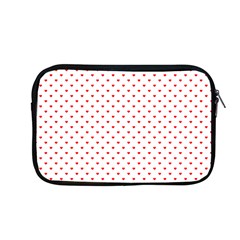 Small Christmas Red Polka Dot Hearts On Snow White Apple Macbook Pro 13  Zipper Case by PodArtist