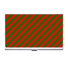 Red And Green Christmas Candycane Stripes Business Card Holders by PodArtist