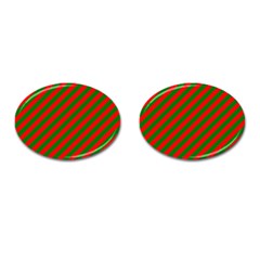 Red And Green Christmas Candycane Stripes Cufflinks (oval) by PodArtist