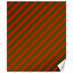 Red And Green Christmas Candycane Stripes Canvas 8  X 10  by PodArtist